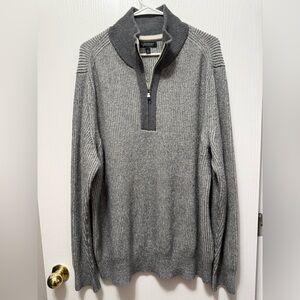 Banana Republic Merino Wool Blend Men's Gray 1/4 Zip Ribbed Sweater Size XL